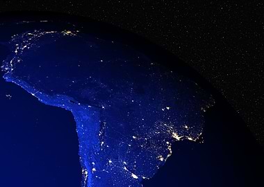 South America at night