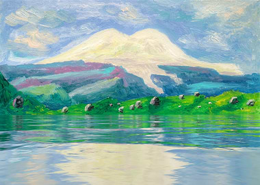 Mountain Elbrus And Lake