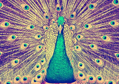 Peacocks tail front view