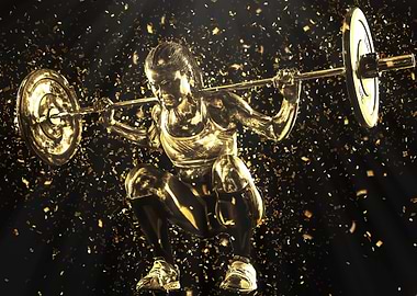 Gold Weight Lifting Girl