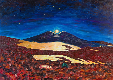 Mountain Elbrus At Night