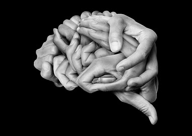 Human brain made with hand