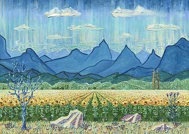 Sunflowers In Mountains