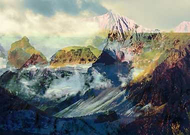 Foggy mountain landscape