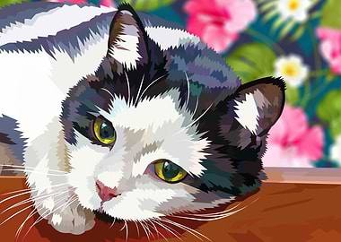 Cute black and white cat