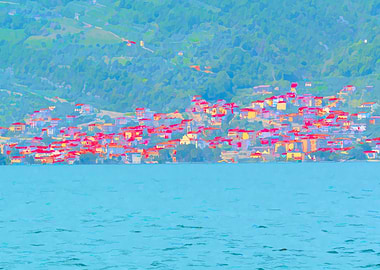 abstract landscape lake