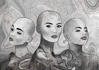 Female silhouettes trio