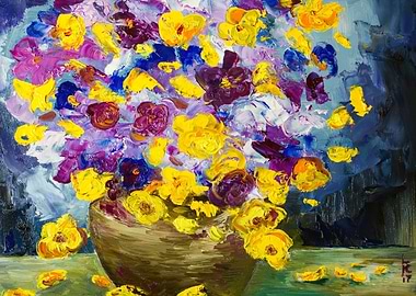 Violet and yellow flowers