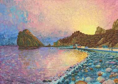 Sunset On Rocky Beach