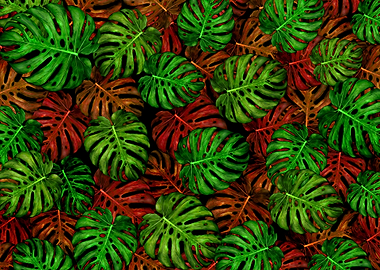 Monstera Leaf Pattern Art