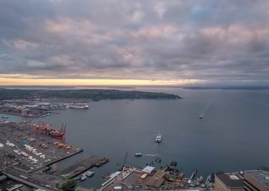 The Seattle Port at Sunset