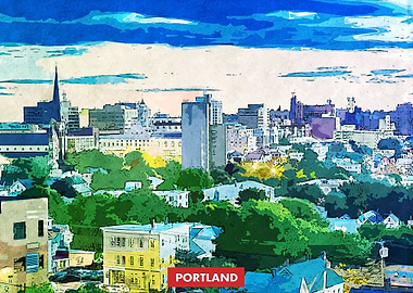 Portland City Skyline