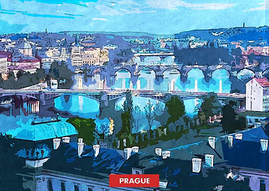 Prague City Skyline