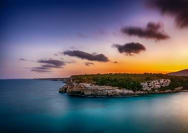 colorful sunset seaview