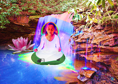 Meditating Under Waterfall