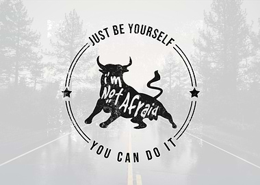 Hipster Bull Logo Quote