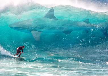 Surfing with a Giant Shark