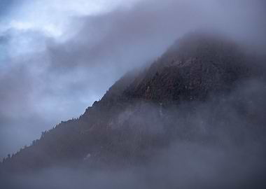 Dense Fog Covering a Mount
