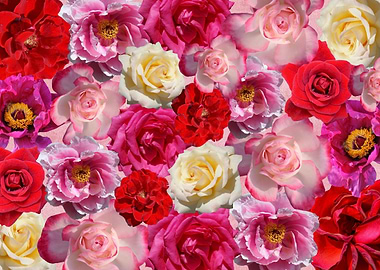 Red White and Pink Roses