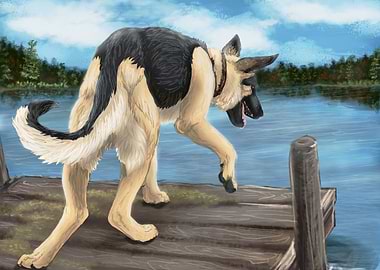 Shepherd on the Dock