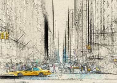 Yellow Cabs In The City