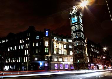 Clock tower at night