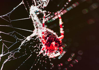 spider on its web waits