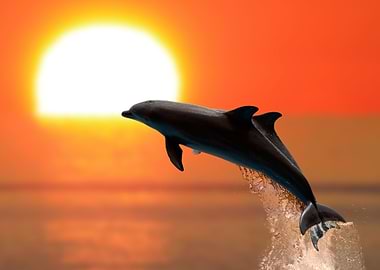 Dolphins at sunset