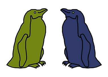 Green and Blue Penguins