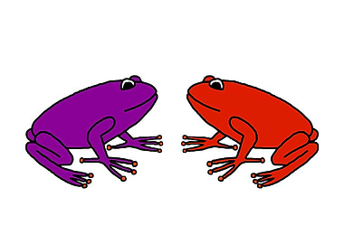 Purple and Red Frogs