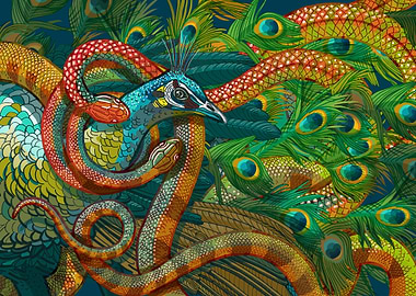 Peacock and Snakes