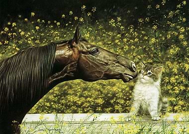 Horse and Cat Canvas