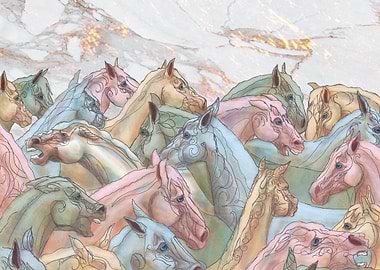 Herd of Mares White Marble