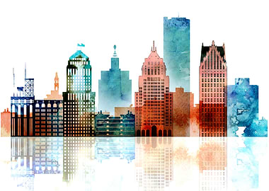 Detroit Michigan Skyline