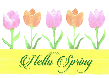 Spring watercolor tulips