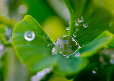 Ginkgo leaf droplet
