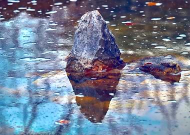 reflection rock on water