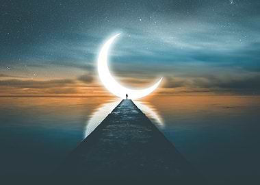 Crescent Moon on the water