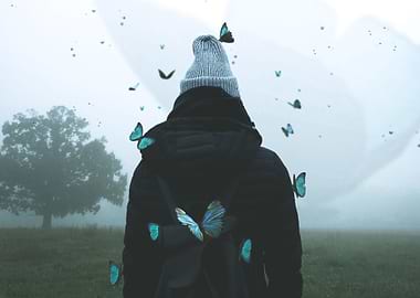 Girl with butterflies