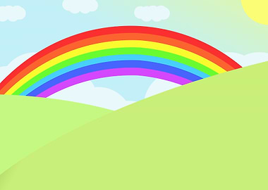 rainbow after rain on hill