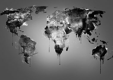 Abstract World Map Ink