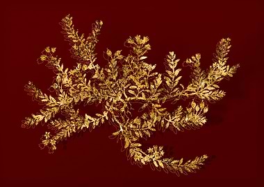 Gold Botanical on Red