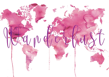 Watercolor Pink World Map