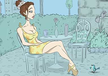 sad girl at the cafe