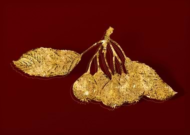 Gold Botanical on Red