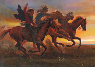 Indians Riding On Horses