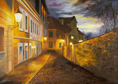 Prague streeet at night