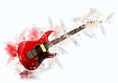 Red Electric Guitar Art