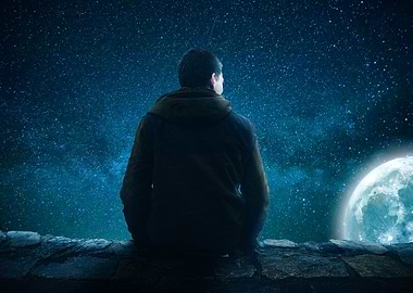 Man Watching Moon