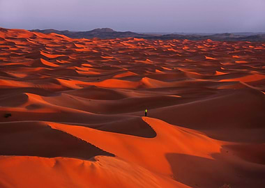 A human in Morocco desert
